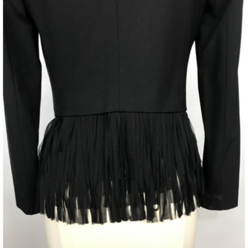 Banana Republic Black Wool Blazer w Fringe Ends 6P - Picture 6 of 9